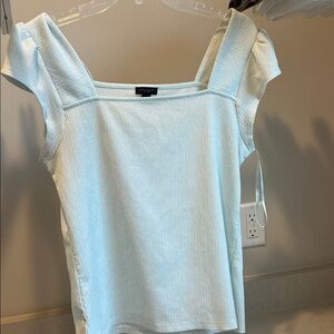 Ann Taylor Factory Sky Blue Square Neck Blouse